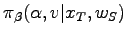 $ \pi_{\beta}(\alpha, v \vert x_T, w_S)$